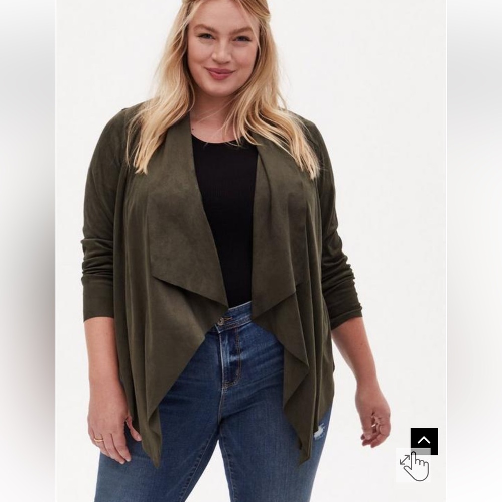 Torrid Suede Drape Front Jacket